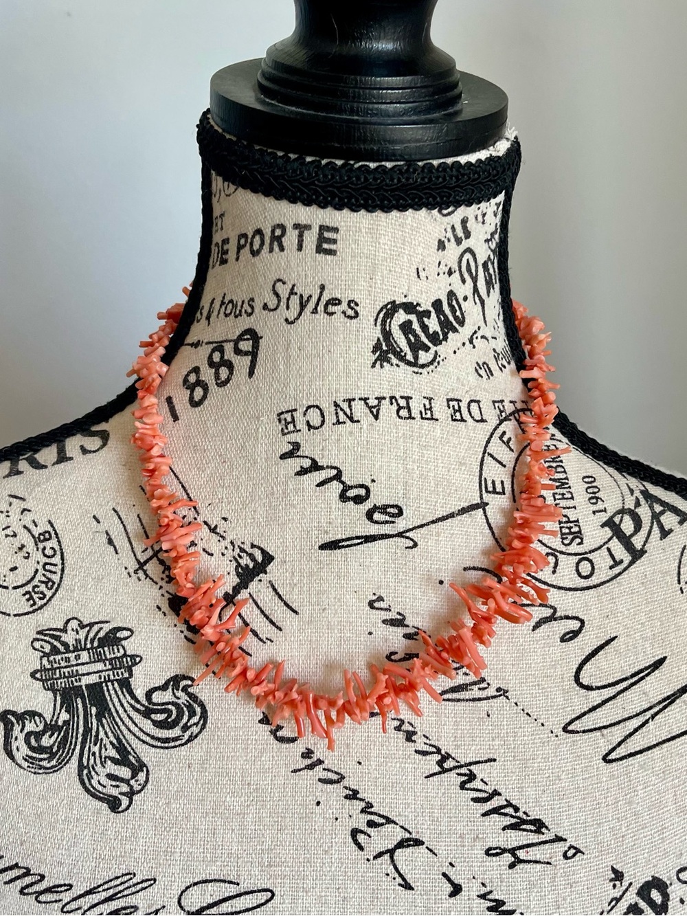 Angel Skin Coral Twig Vintage Necklace